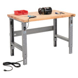 Global Industrial® Standard Duty Butcher Block Top Adjustable Height Workbench, 48 x 30 x 30.88 to 36.88, Gray (GBE183149) Each