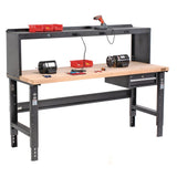 Global Industrial® Standard Duty Butcher Block Top Adjustable Height Workbench, 2,000 lbs, 72 x 36 x 30.88 to 36.88, Maple/Black (GBE183169BK) Each