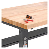 Global Industrial® Standard Duty Butcher Block Top Adjustable Height Workbench, 2,000 lbs, 72 x 30 x 30.88 to 36.88, Maple/Black (GBE183168BK) Each