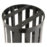 Global Industrial® Outdoor Slatted Steel Trash Can, 24 gal, Black (GBE237725BK) Each