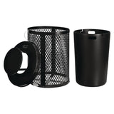 Global Industrial® Outdoor Diamond Steel Trash Can, Rain Bonnet Lid, 36 gal, Black (GBE261926BK) Each