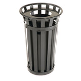 Global Industrial® Outdoor Slatted Steel Trash Can, 24 gal, Black (GBE237725BK) Each