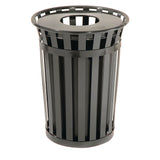 Global Industrial® Outdoor Slatted Steel Trash Can, 36 gal, Black (GBE237726BK) Each