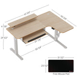 Eureka Ergonomic® L-Shaped Standing Desk with Keyboard Tray, Right Desk, 61.25" x 43.25" x 34.38" to 52.88", Maple White/White (EKAL60RMW) Each