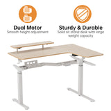Eureka Ergonomic® L-Shaped Standing Desk with Keyboard Tray, Right Desk, 61.25" x 43.25" x 34.38" to 52.88", Maple White/White (EKAL60RMW) Each