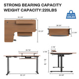 Eureka Ergonomic® L-Shaped Standing Desk with Keyboard Tray, Left Desk, 61.25" x 43.25" x 34.38" to 52.88", Walnut/Black (EKAL60LWN) Each