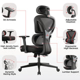 Eureka Ergonomic® Norn Ergonomic Chair, Supports Up to 275 lb, 18.11" to 22.04" Seat Height, Black/Red Mesh Seat/Back, Black Base (EKAGC06R) Each