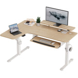 Eureka Ergonomic® L-Shaped Standing Desk with Keyboard Tray, Left Desk, 61.25" x 43.25" x 34.38" to 52.88", Maple White/White (EKAL60LMW) Each
