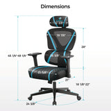 Eureka Ergonomic® Norn Ergonomic Chair, Supports Up to 275 lb, 18.11" to 22.04" Seat Height, Black/Blue Mesh Seat/Back, Black Base (EKAGC06BU) Each
