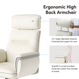 Eureka Ergonomic® Royal Executive Office Chair, Support up to 300 lb, 19.46"-22.26" Seat Height, White PU Leather Seat, White Faux Leather Back (EKAOC003OW) Each
