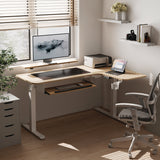 Eureka Ergonomic® L-Shaped Standing Desk with Keyboard Tray, Right Desk, 61.25" x 43.25" x 34.38" to 52.88", Maple White/White (EKAL60RMW) Each