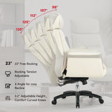 Eureka Ergonomic® Royal Executive Office Chair, Support up to 300 lb, 19.46"-22.26" Seat Height, White PU Leather Seat, White Faux Leather Back (EKAOC003OW) Each