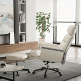 Eureka Ergonomic® Royal Executive Office Chair, Support up to 300 lb, 19.46"-22.26" Seat Height, White PU Leather Seat, White Faux Leather Back (EKAOC003OW) Each