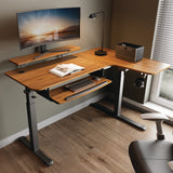 Eureka Ergonomic® L-Shaped Standing Desk with Keyboard Tray, Right Desk, 61.25" x 43.25" x 34.38" to 52.88", Walnut/Black (EKAL60RWN) Each