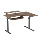 Eureka Ergonomic® L-Shaped Standing Desk with Keyboard Tray, Right Desk, 61.25" x 43.25" x 34.38" to 52.88", Walnut/Black (EKAL60RWN) Each