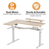 Eureka Ergonomic® L-Shaped Standing Desk with Keyboard Tray, Left Desk, 61.25" x 43.25" x 34.38" to 52.88", Maple White/White (EKAL60LMW) Each