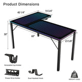 Eureka Ergonomic® RGB LED Lights Glass Gaming Desk, 60" x 40.25" x 30", Black (EKAL60RB) Each