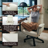 Eureka Ergonomic® Royal Executive Office Chair, Support up to 300 lb, 19.46"-22.26" Seat Height, White PU Leather Seat, White Faux Leather Back (EKAOC003OW) Each