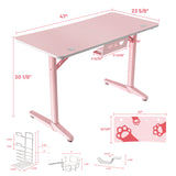 Eureka Ergonomic® Cute Gaming Desk, 47" x 23.63" x 30.13", Pink (EKAGD0100) Each