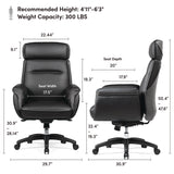 Eureka Ergonomic® Royal Executive Office Chair, Support up to 300 lb, 19.46"-22.26" Seat Height, Black PU Leather Seat, Black Faux Leather Back (EKAOC003B) Each