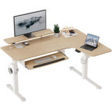Eureka Ergonomic® L-Shaped Standing Desk with Keyboard Tray, Right Desk, 61.25" x 43.25" x 34.38" to 52.88", Maple White/White (EKAL60RMW) Each