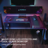Eureka Ergonomic® RGB LED Lights Glass Gaming Desk, 60" x 40.25" x 30", Black (EKAL60RB) Each