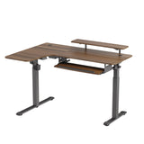 Eureka Ergonomic® L-Shaped Standing Desk with Keyboard Tray, Left Desk, 61.25" x 43.25" x 34.38" to 52.88", Walnut/Black (EKAL60LWN) Each