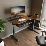 Eureka Ergonomic® L-Shaped Standing Desk with Keyboard Tray, Right Desk, 61.25" x 43.25" x 34.38" to 52.88", Walnut/Black (EKAL60RWN) Each