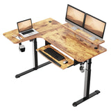 Eureka Ergonomic® L-Shaped Standing Desk with Keyboard Tray, Right Desk, 61.25" x 43.25" x 34.38" to 52.88", Rustic Brown/Black (EKAL61LRB) Each