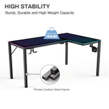 Eureka Ergonomic® RGB LED Lights Glass Gaming Desk, 60" x 40.25" x 30", Black (EKAL60RB) Each