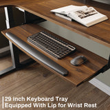 Eureka Ergonomic® L-Shaped Standing Desk with Keyboard Tray, Left Desk, 61.25" x 43.25" x 34.38" to 52.88", Walnut/Black (EKAL60LWN) Each