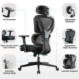 Eureka Ergonomic® Norn Ergonomic Chair, Supports Up to 275 lb, 18.11" to 22.04" Seat Height, Black/Blue Mesh Seat/Back, Black Base (EKAGC06BU) Each