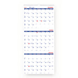 Brownline® Three-Month Wall Calendar, 12.25" x 27", White/Blue Sheets, 14-Month: Dec 2025 to Jan 2027 (REDC171128) Each