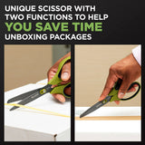 Scotch Non-Stick Unboxing Scissors, 8" Long, 2.7" Cut Length, Green/Black Handle (MMM1488NS) Each