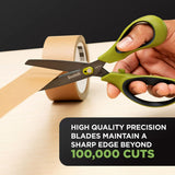 Scotch Non-Stick Unboxing Scissors, 8" Long, 2.7" Cut Length, Green/Black Handle (MMM1488NS) Each