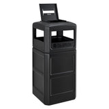 Global Industrial® Square Plastic Waste Receptacle, Ashtray Lid with Open Sides, 42 gal, Black (GBE641540BK) Each