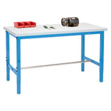Global Industrial® Adjustable Height Heavy Duty Workbenches, 5,000 lbs, 72 x 30 x 31.63 to 43.63, White/Blue (GBE606978BL) Each