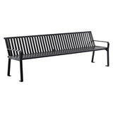 Global Industrial® Steel Slat Benches with Back, 96 x 26 x 31, Black (GBE694855BKKD) Each