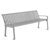 Global Industrial® Steel Slat Benches with Back, 72 x 26 x 31, Gray (GBE694854GYKD) Each