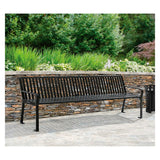 Global Industrial® Steel Slat Benches with Back, 96 x 26 x 31, Black (GBE694855BKKD) Each