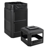 Global Industrial® Square Plastic Waste Receptacle, Ashtray Lid with Open Sides, 42 gal, Black (GBE641540BK) Each