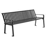 Global Industrial® Steel Slat Benches with Back, 72 x 26 x 31, Black (GBE694854BKKD) Each