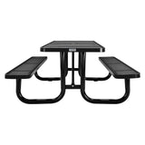 Global Industrial® Perforated Steel Picnic Table, Rectangular, 72 x 62 x 29.5, Black Top, Black Base/Legs (GBE694555BK) Each
