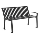 Global Industrial® Steel Slat Benches with Back, 48 x 27 x 31, Black (GBE694853BKKD) Each