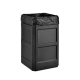 Global Industrial® Square Plastic Waste Receptacle, Dome Lid with Open Sides, 42 gal, Black (GBE641414BK) Each