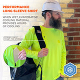 Ergodyne Chill-Its 6689 Cooling Long Sleeve Sun Shirt with UV Protection, Large, Lime (EGO12144) Each