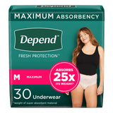 Depend® Fresh Protection Female Adult Absorbent Underwear Waistband Style Medium Disposable Heavy Absorbency (1184203_PK) 30/PK