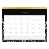 Blue Sky® Neveah Monthly Desk Pad Calendar, Floral Artwork, 22" x 17", White/Black/Pink Sheets, Gold Headband, 12-Month (Jan-Dec): 2026 (BLS148629) Each