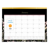Blue Sky® Neveah Monthly Desk Pad Calendar, Floral Artwork, 22" x 17", White/Black/Pink Sheets, Gold Headband, 12-Month (Jan-Dec): 2026 (BLS148629) Each