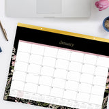 Blue Sky® Neveah Monthly Desk Pad Calendar, Floral Artwork, 22" x 17", White/Black/Pink Sheets, Gold Headband, 12-Month (Jan-Dec): 2026 (BLS148629) Each